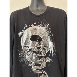 One Life to Live Los Angeles, Gold & Dragons Long Sleeve Black T Shirt Sz XL‎